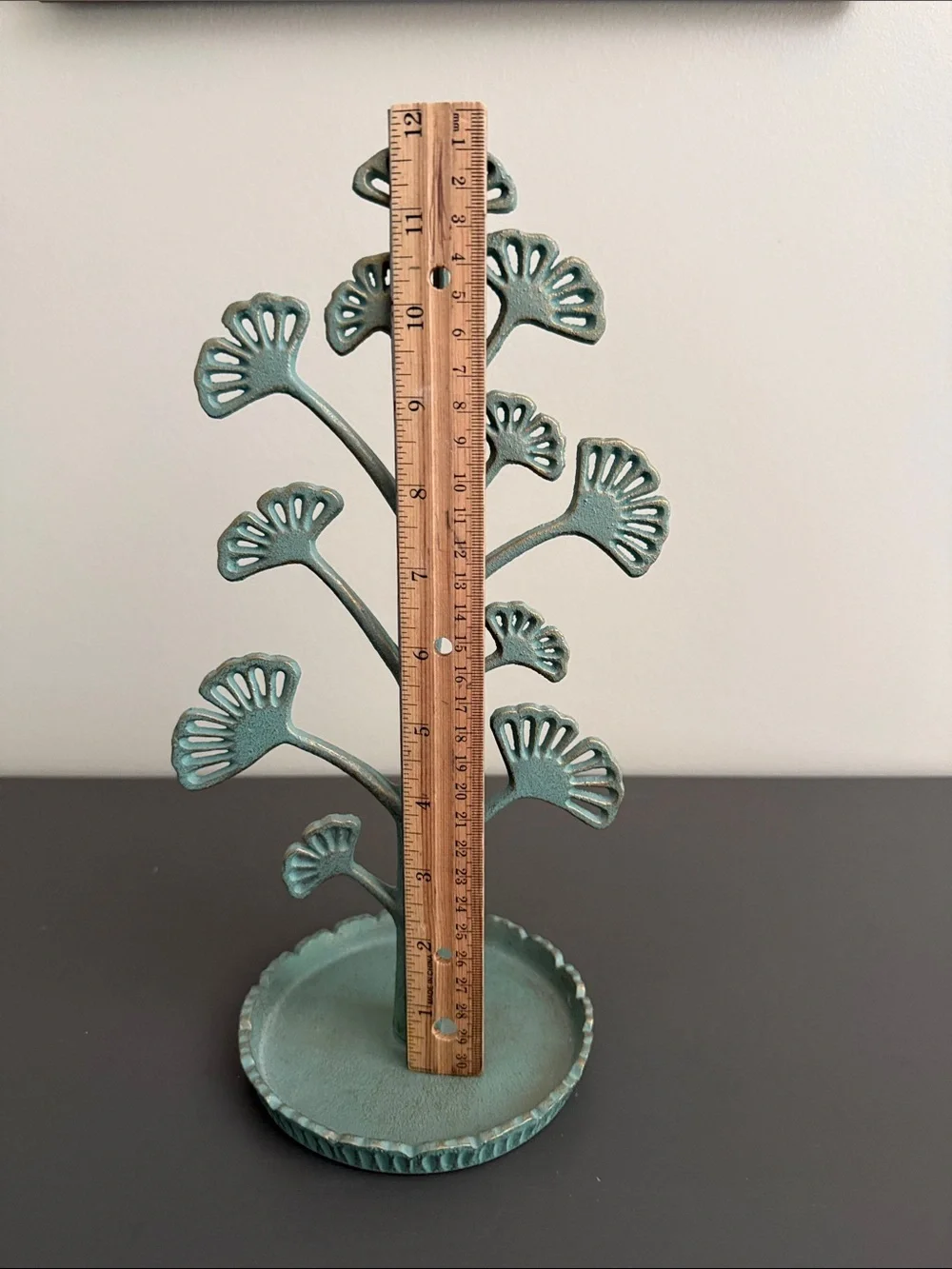 Pier 1 Gingko Leaf Metal Jewelry Tree - Teal Green